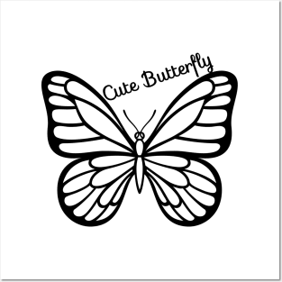 Black Cute Butterfly Posters and Art